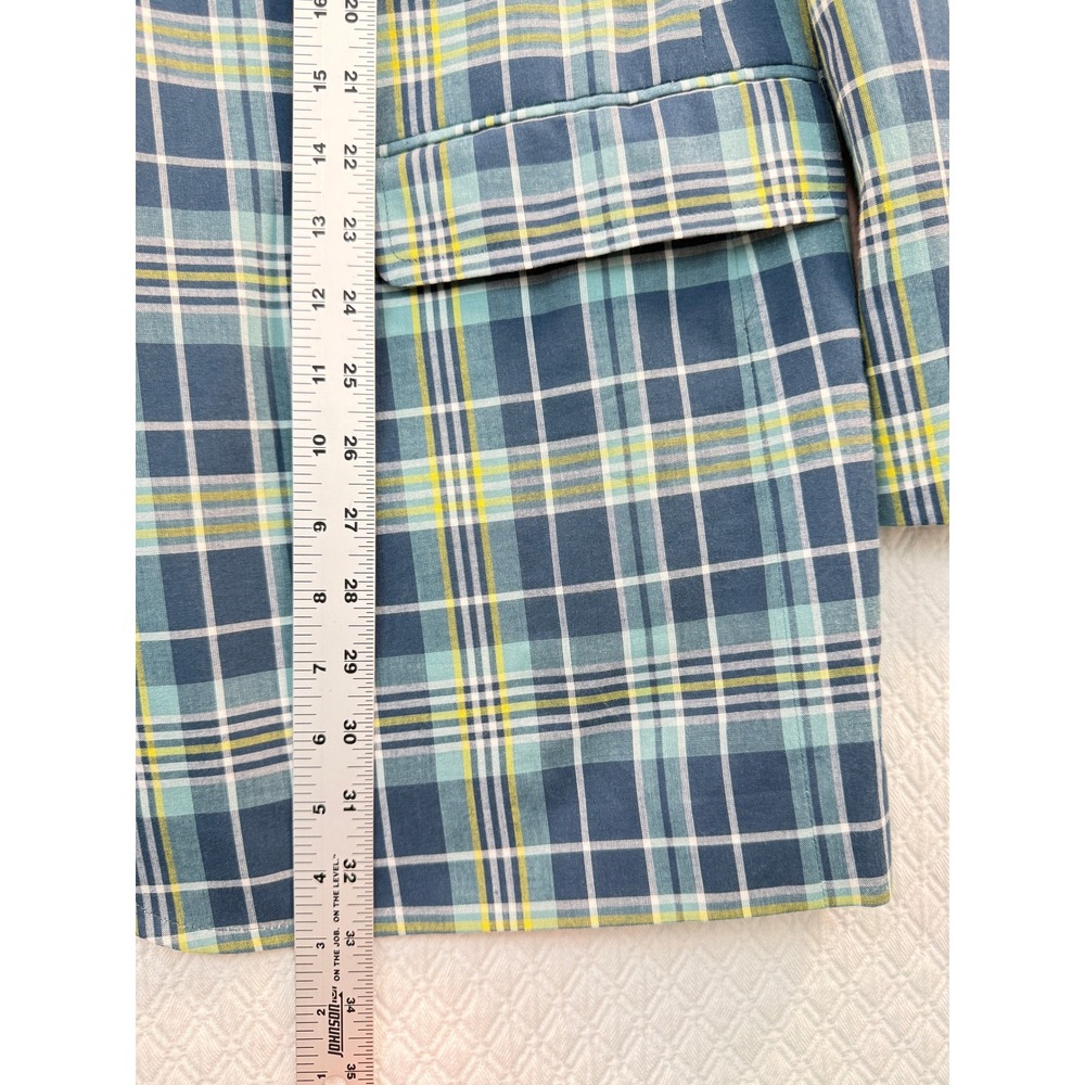 J. Press Mens 46L Madras Plaid Sport Coat Blazer NWT Nav Aqua Yel Cotton Preppy - Picture 5 of 9